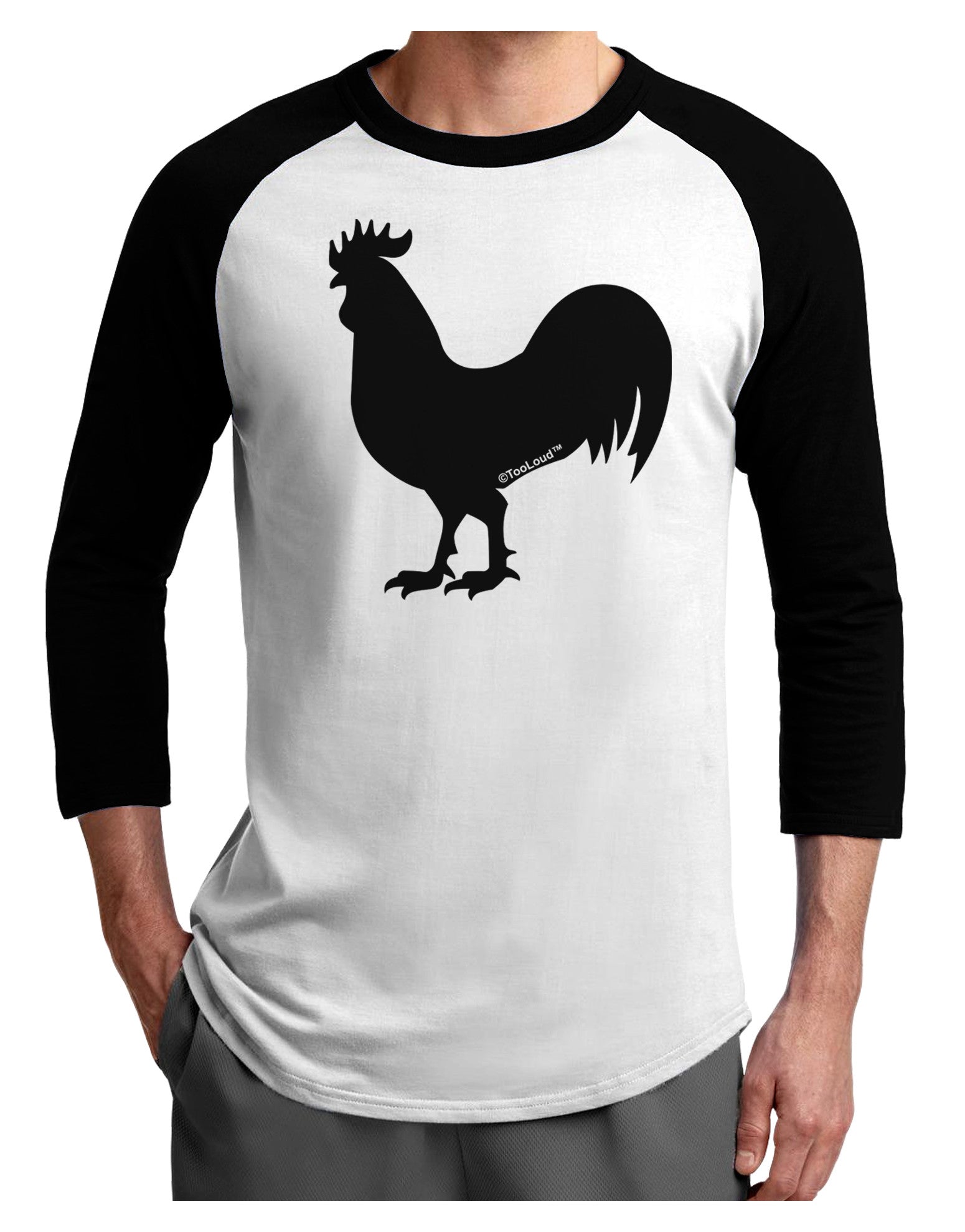 Rooster Silhouette Design Adult Raglan Shirt-Raglan Shirt-TooLoud-White-Black-X-Small-Davson Sales