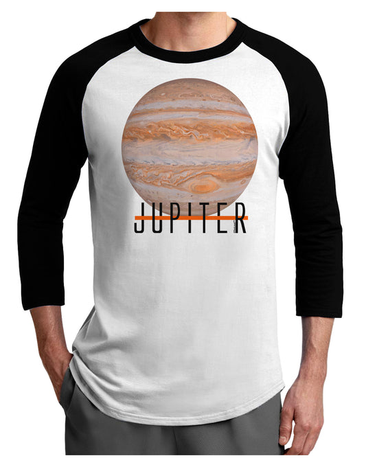 Planet Jupiter Earth Text Adult Raglan Shirt-TooLoud-White-Black-X-Small-Davson Sales