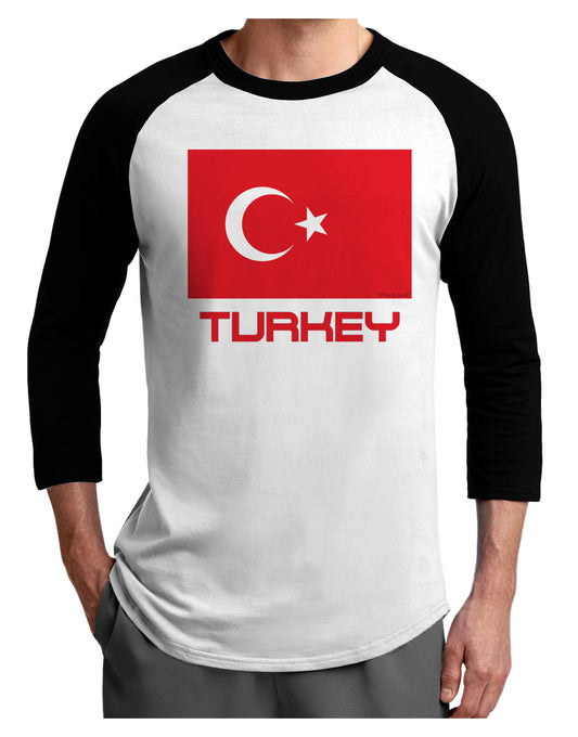 Turkey Flag with Text Adult Raglan Shirt by TooLoud-TooLoud-White-Black-X-Small-Davson Sales