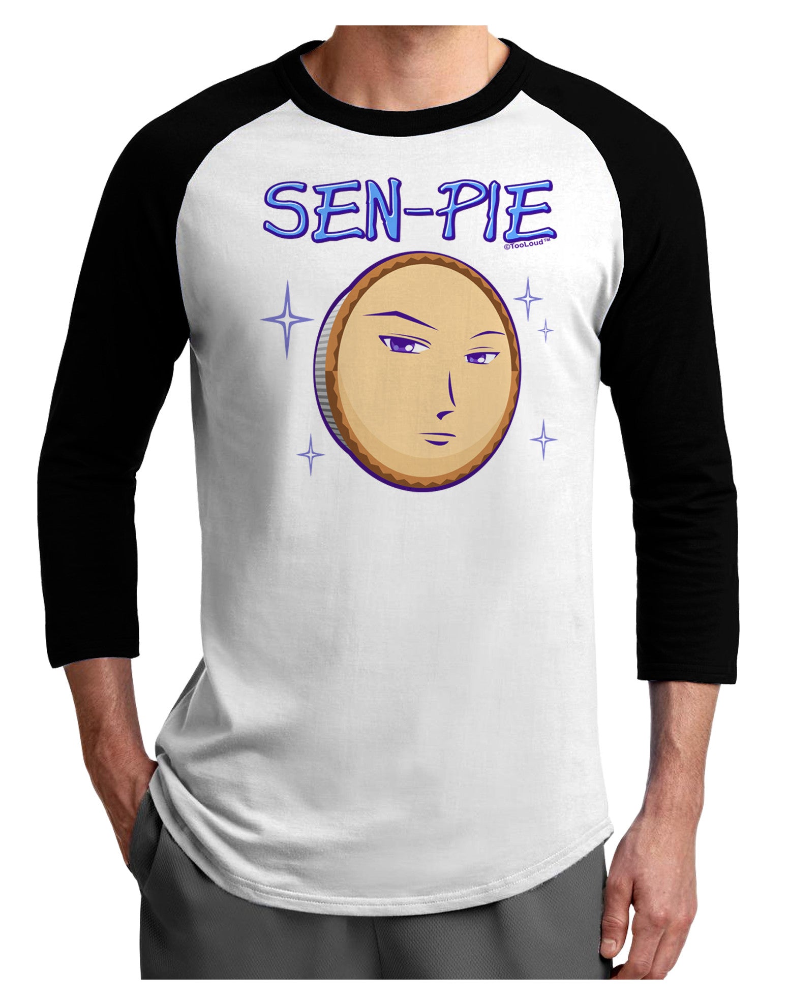 Sen-Pie Sama Kun San Chan Adult Raglan Shirt-Raglan Shirt-TooLoud-White-Black-X-Small-Davson Sales