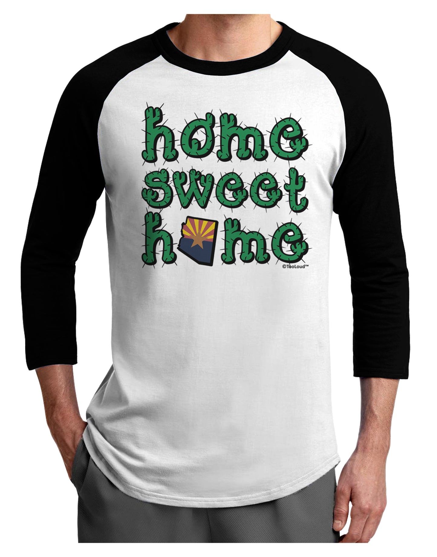 Home Sweet Home - Arizona - Cactus and State Flag Adult Raglan Shirt by TooLoud-TooLoud-White-Black-X-Small-Davson Sales