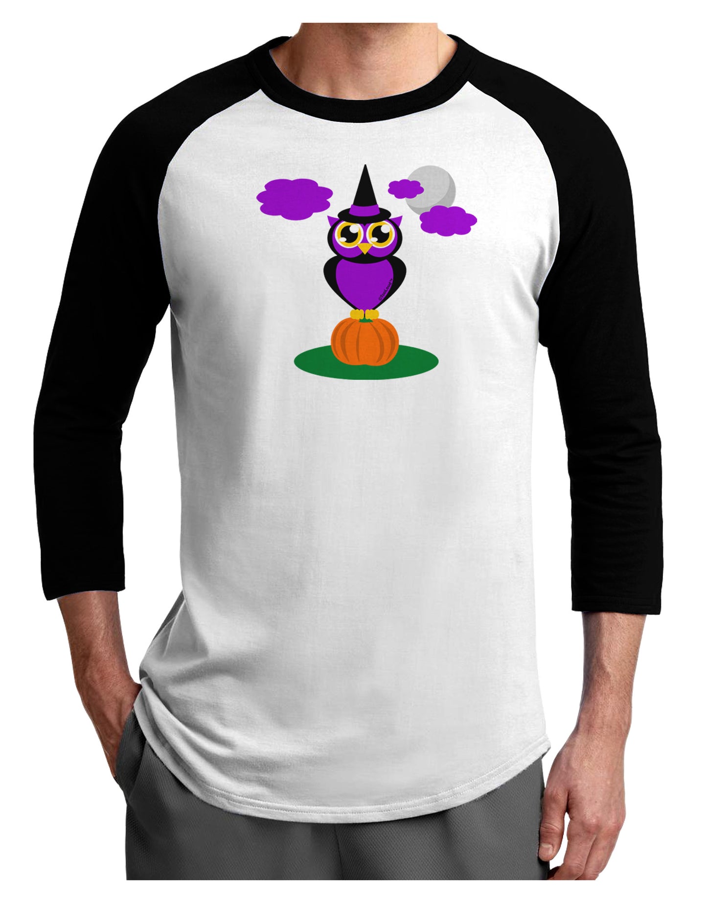 Owl Purple Adult Raglan Shirt-Raglan Shirt-TooLoud-White-Black-X-Small-Davson Sales