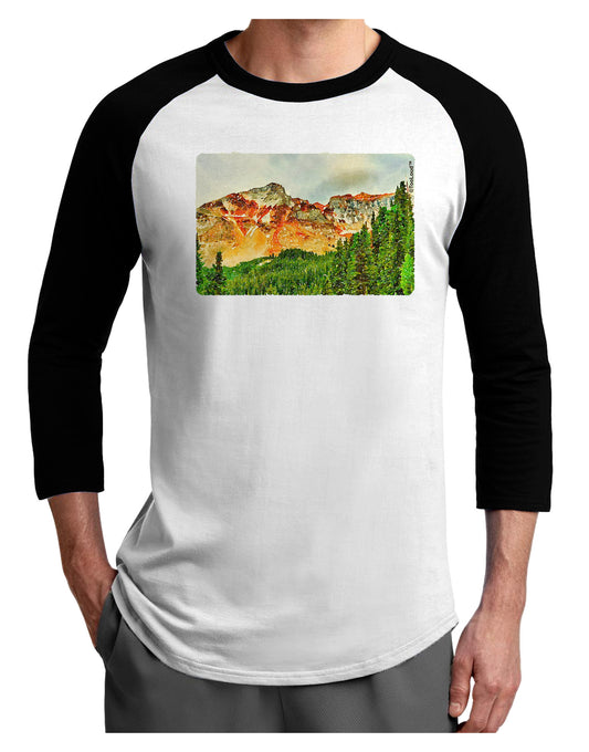Colorado Forrest Watercolor Adult Raglan Shirt-TooLoud-White-Black-X-Small-Davson Sales