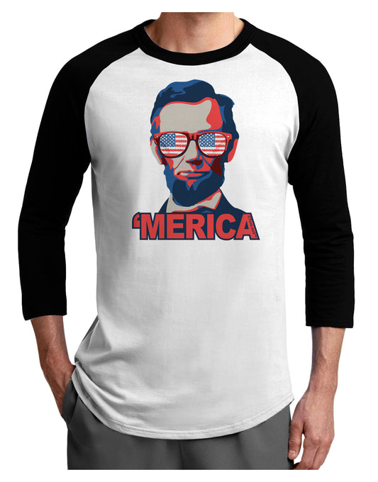 Lincoln Merica Adult Raglan Shirt-Raglan Shirt-TooLoud-White-Black-X-Small-Davson Sales