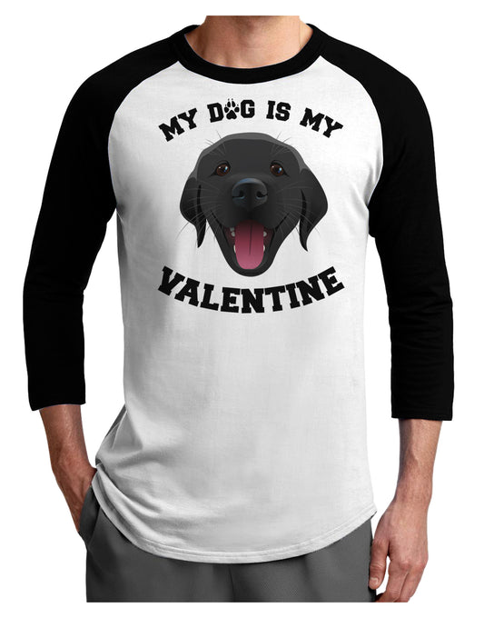 My Dog is my Valentine Black Adult Raglan Shirt-TooLoud-White-Black-X-Small-Davson Sales