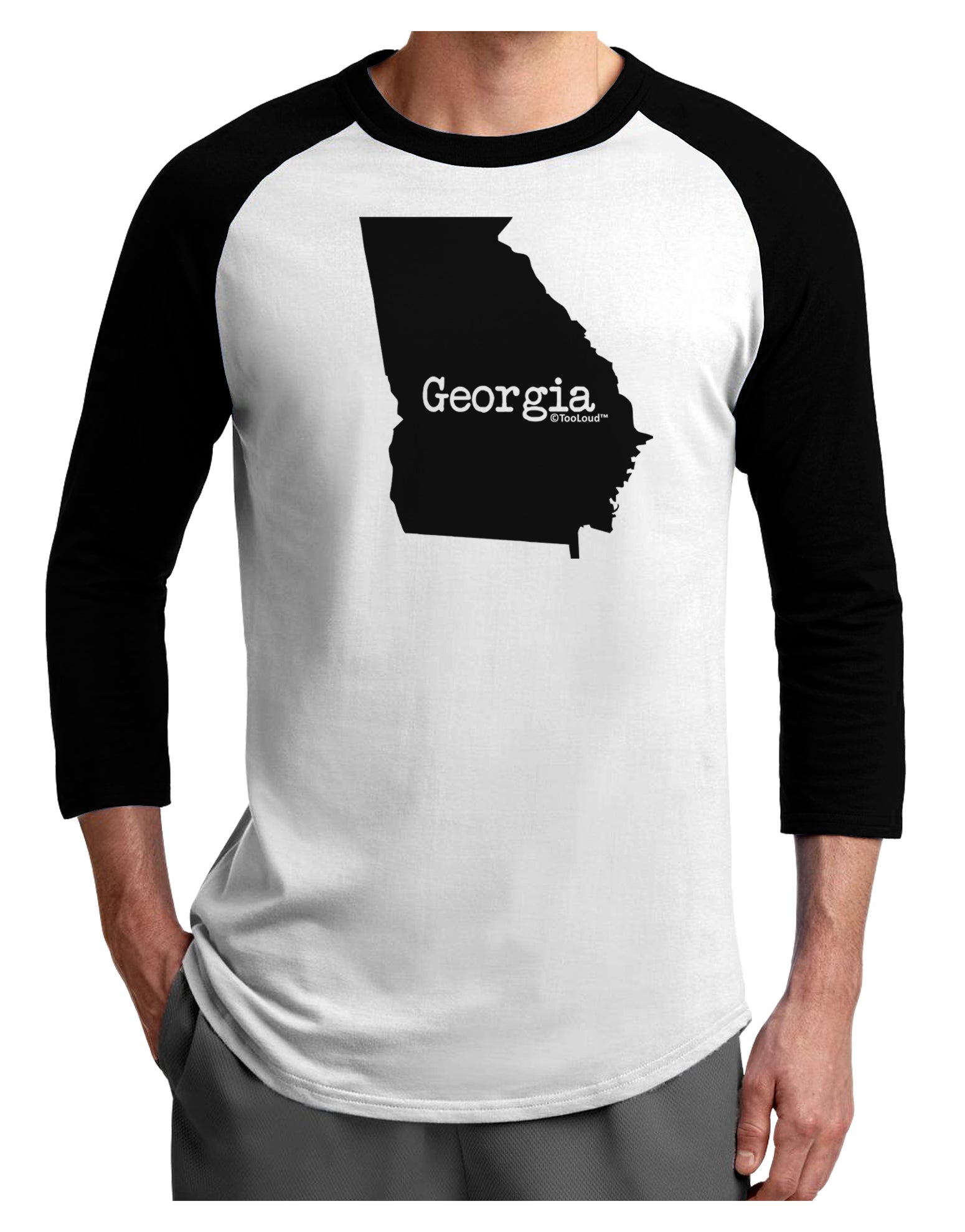 Georgia - United States Shape Adult Raglan Shirt by TooLoud-TooLoud-White-Black-X-Small-Davson Sales