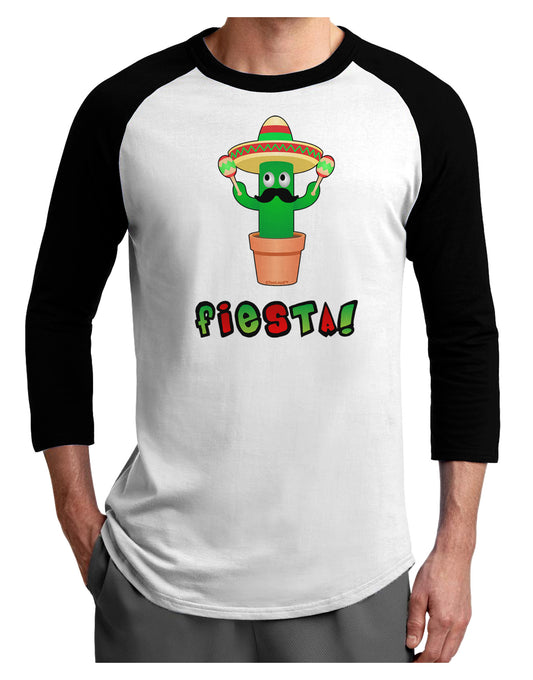 Fiesta Cactus Text Adult Raglan Shirt-Raglan Shirt-TooLoud-White-Black-X-Small-Davson Sales