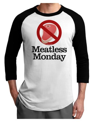 Meatless Monday Adult Raglan Shirt by TooLoud-TooLoud-White-Black-X-Small-Davson Sales