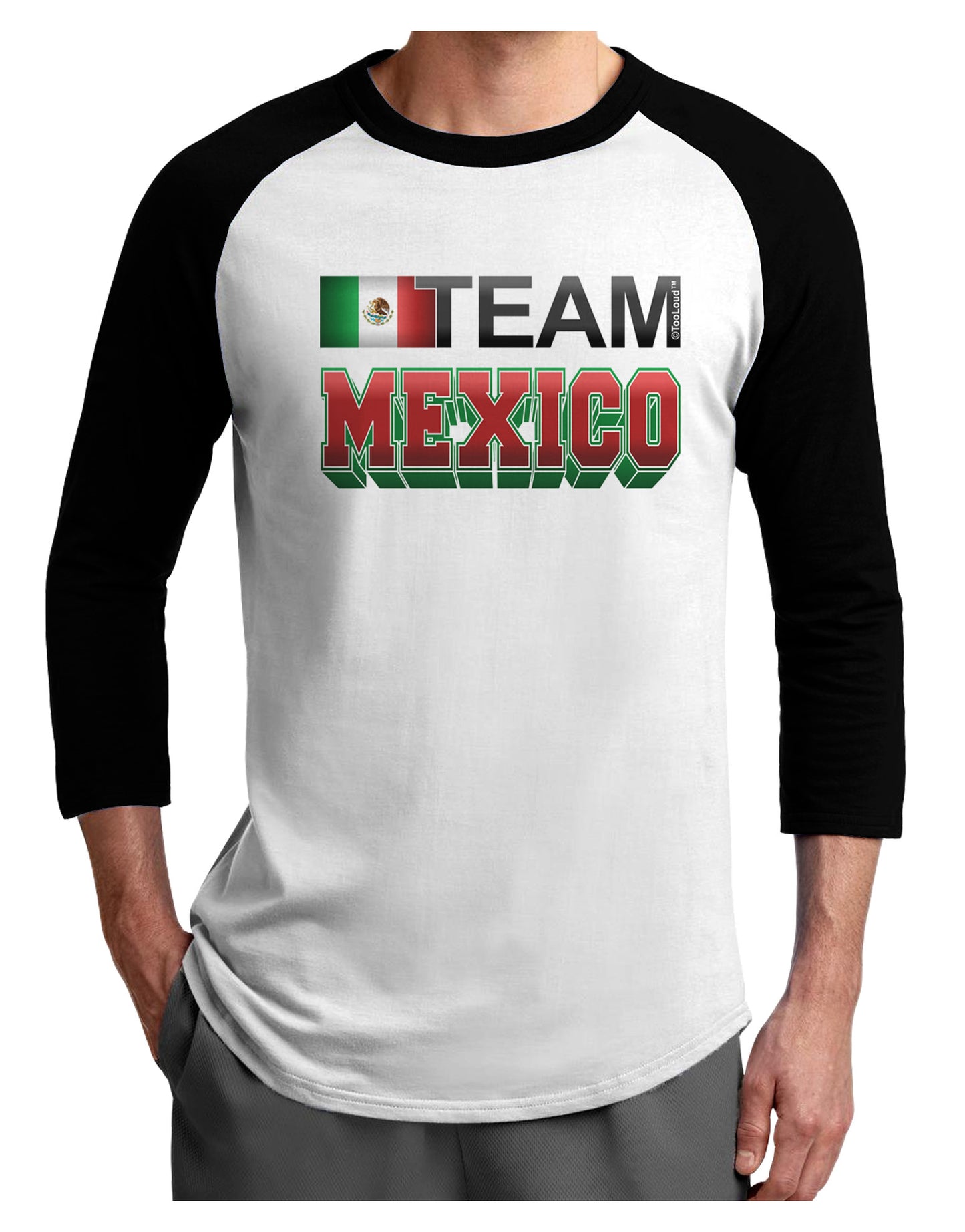 Sporty Team Mexico Adult Raglan Shirt-Raglan Shirt-TooLoud-White-Black-X-Small-Davson Sales