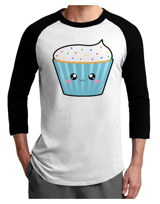Cute Cupcake with Sprinkles Adult Raglan Shirt by TooLoud-TooLoud-White-Black-X-Small-Davson Sales