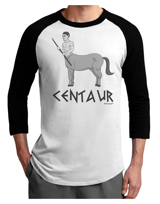 Greek Mythology Centaur Design - Grayscale - Text Adult Raglan Shirt by TooLoud-TooLoud-White-Black-X-Small-Davson Sales