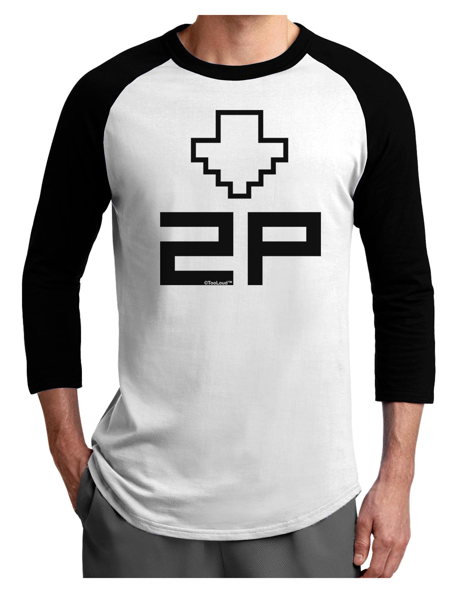 Player Two Selection Icon Adult Raglan Shirt-TooLoud-White-Black-X-Small-Davson Sales