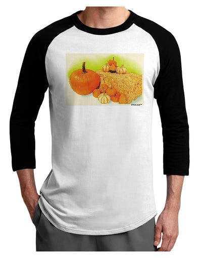 Fall Pumpkin Scene Adult Raglan Shirt-TooLoud-White-Black-X-Small-Davson Sales