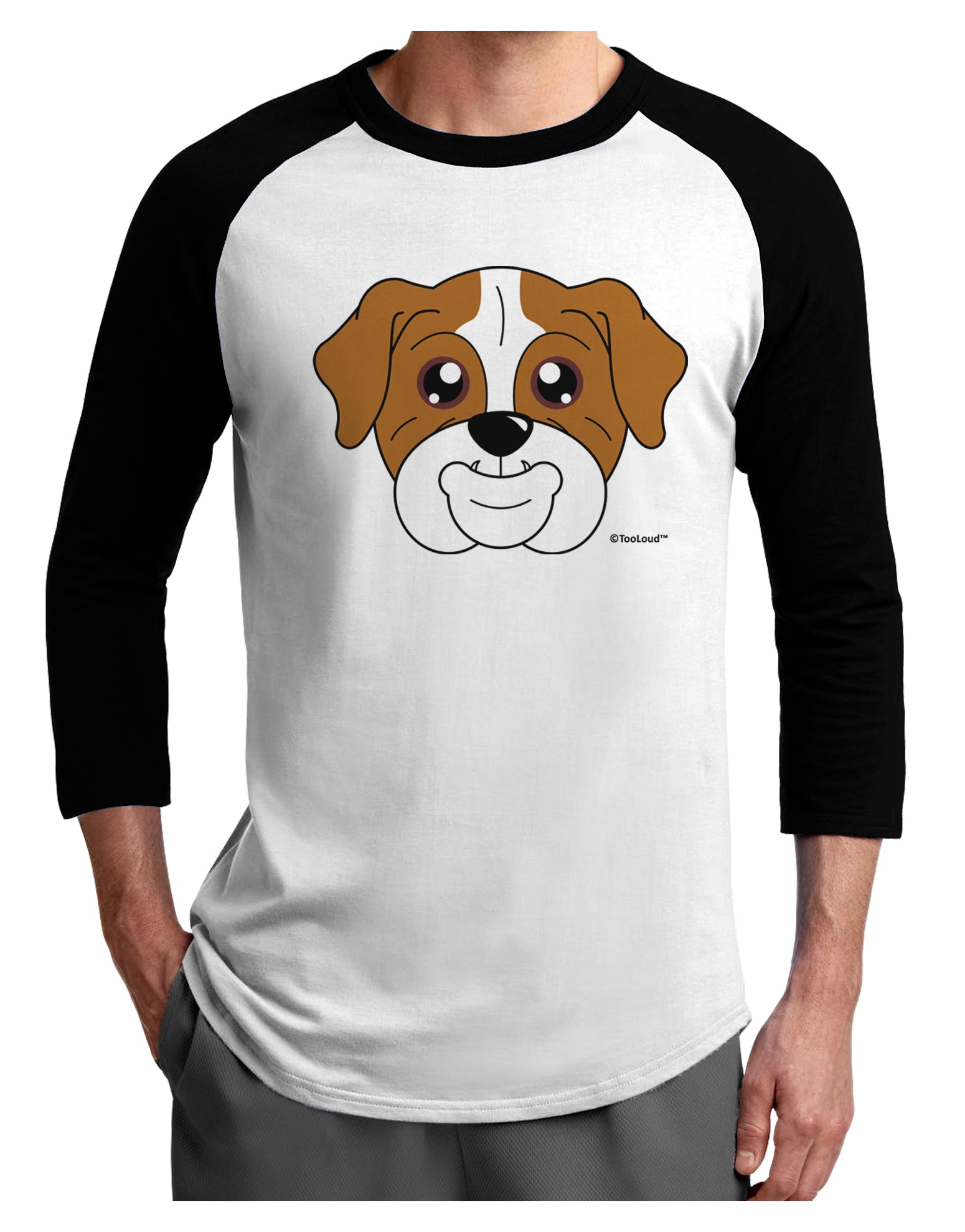 Cute Bulldog - Red Adult Raglan Shirt by TooLoud-TooLoud-White-Black-X-Small-Davson Sales