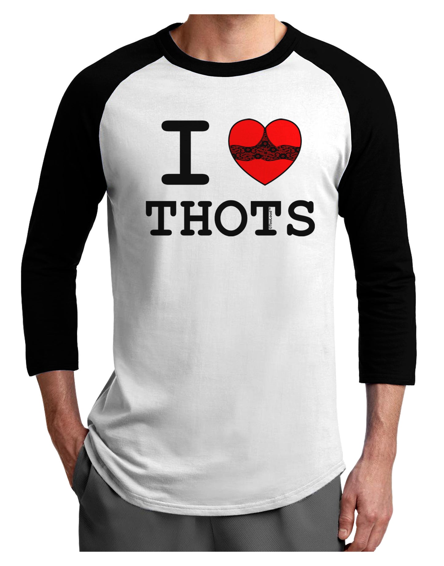 I Love Heart THOTS Adult Raglan Shirt-Raglan Shirt-TooLoud-White-Black-X-Small-Davson Sales