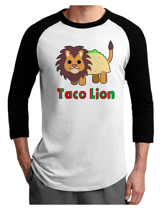 Cute Taco Lion Text Adult Raglan Shirt-TooLoud-White-Black-X-Small-Davson Sales