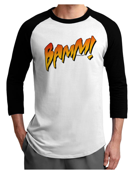 Onomatopoeia BAMM Adult Raglan Shirt-TooLoud-White-Black-X-Small-Davson Sales