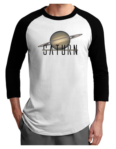 Planet Saturn Text Adult Raglan Shirt-Raglan Shirt-TooLoud-White-Black-X-Small-Davson Sales