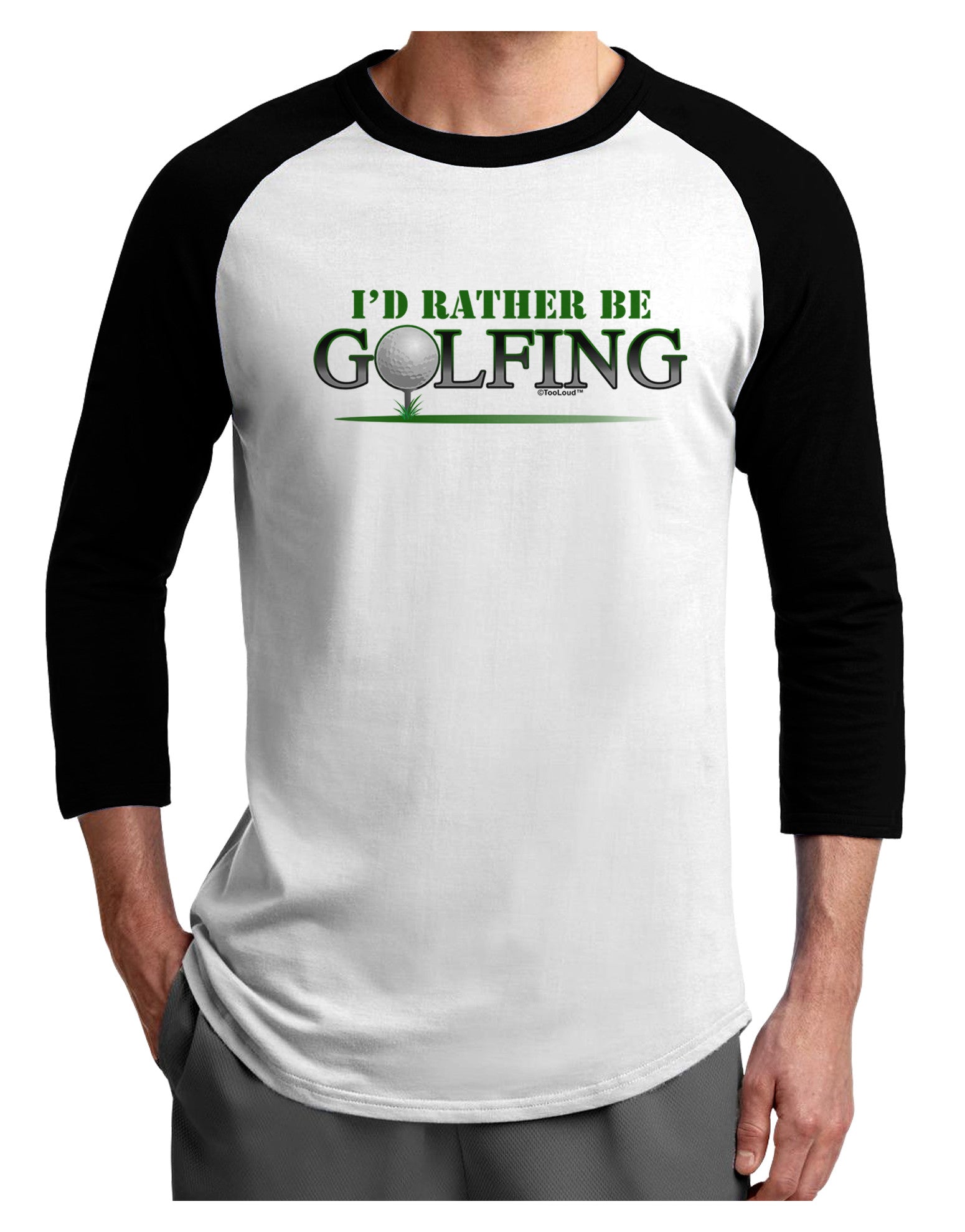 I'd Rather Be Golfing Adult Raglan Shirt-Raglan Shirt-TooLoud-White-Black-X-Small-Davson Sales