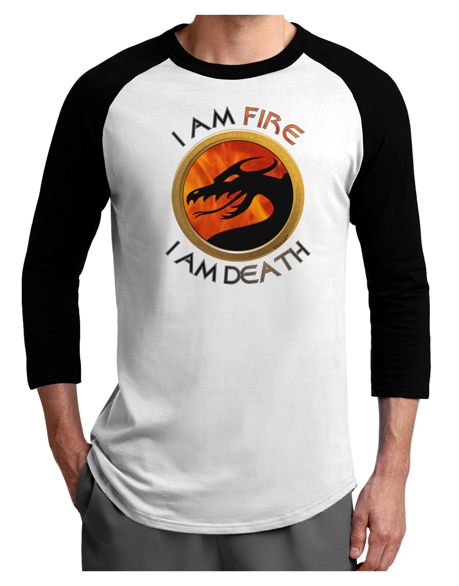 I Am Fire I Am Death Adult Raglan Shirt by TooLoud-TooLoud-White-Black-X-Small-Davson Sales
