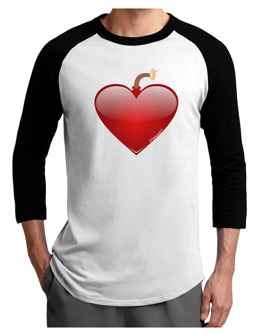 Love Bomb Adult Raglan Shirt-TooLoud-White-Black-X-Small-Davson Sales