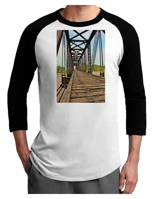 Colorado Landscape Bridge Adult Raglan Shirt-TooLoud-White-Black-X-Small-Davson Sales