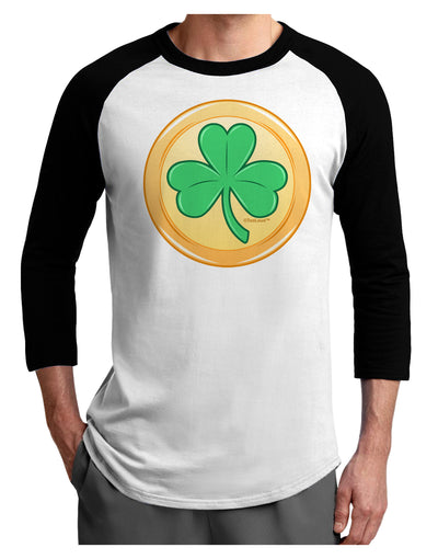 Shamrock Button Vector Design Adult Raglan Shirt by TooLoud-TooLoud-White-Black-X-Small-Davson Sales