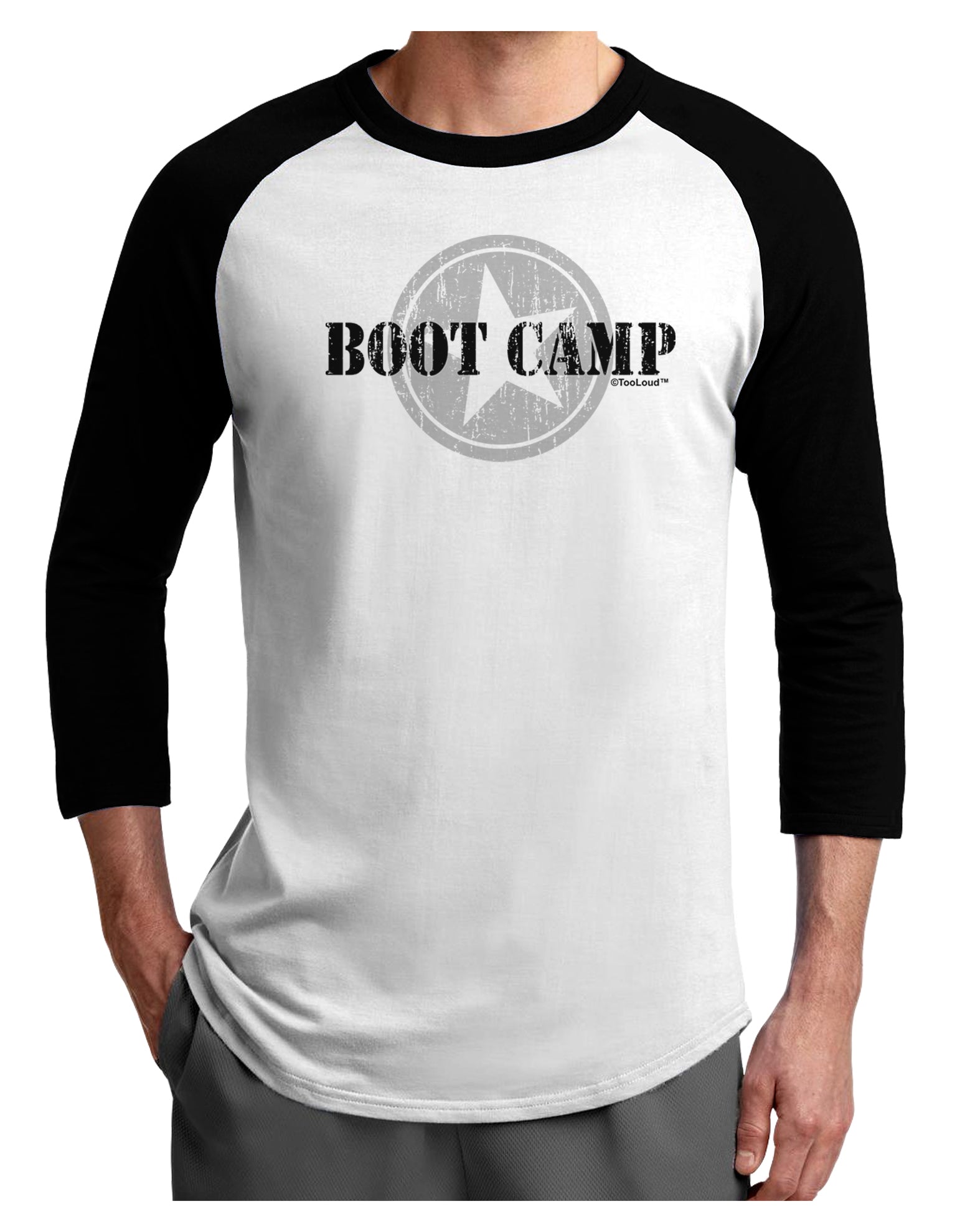 Boot Camp Distressed Text Adult Raglan Shirt by TooLoud-TooLoud-White-Black-X-Small-Davson Sales