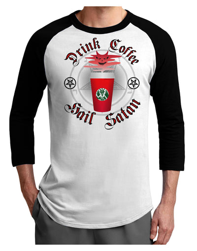 Red Cup Drink Coffee Hail Satan Adult Raglan Shirt by-Raglan Shirt-TooLoud-White-Black-X-Small-Davson Sales