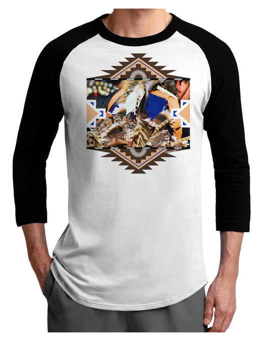 Native American Dancer 1 Adult Raglan Shirt-TooLoud-White-Black-X-Small-Davson Sales