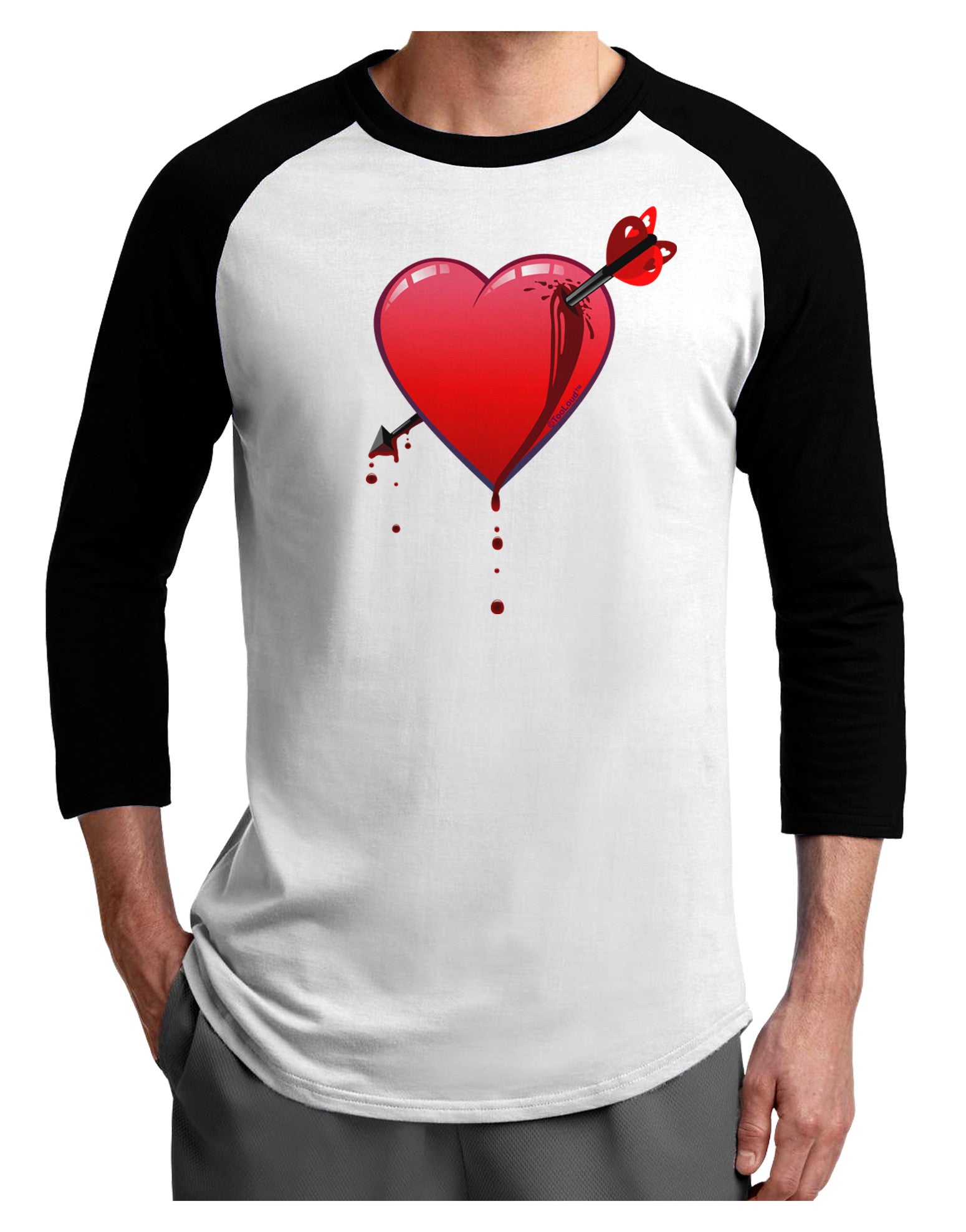 Shot Through the Heart Bleeding Adult Raglan Shirt by-Raglan Shirt-TooLoud-White-Black-X-Small-Davson Sales