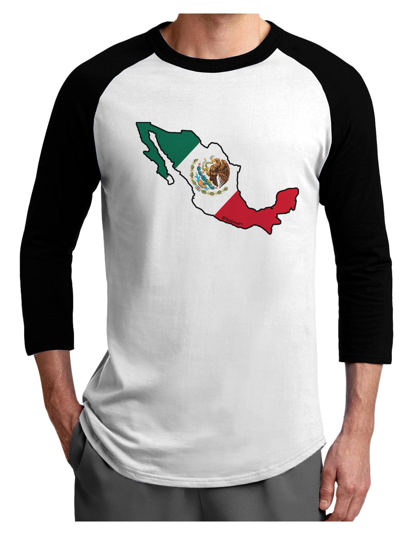 Mexico Outline - Mexican Flag Adult Raglan Shirt by TooLoud-TooLoud-White-Black-X-Small-Davson Sales