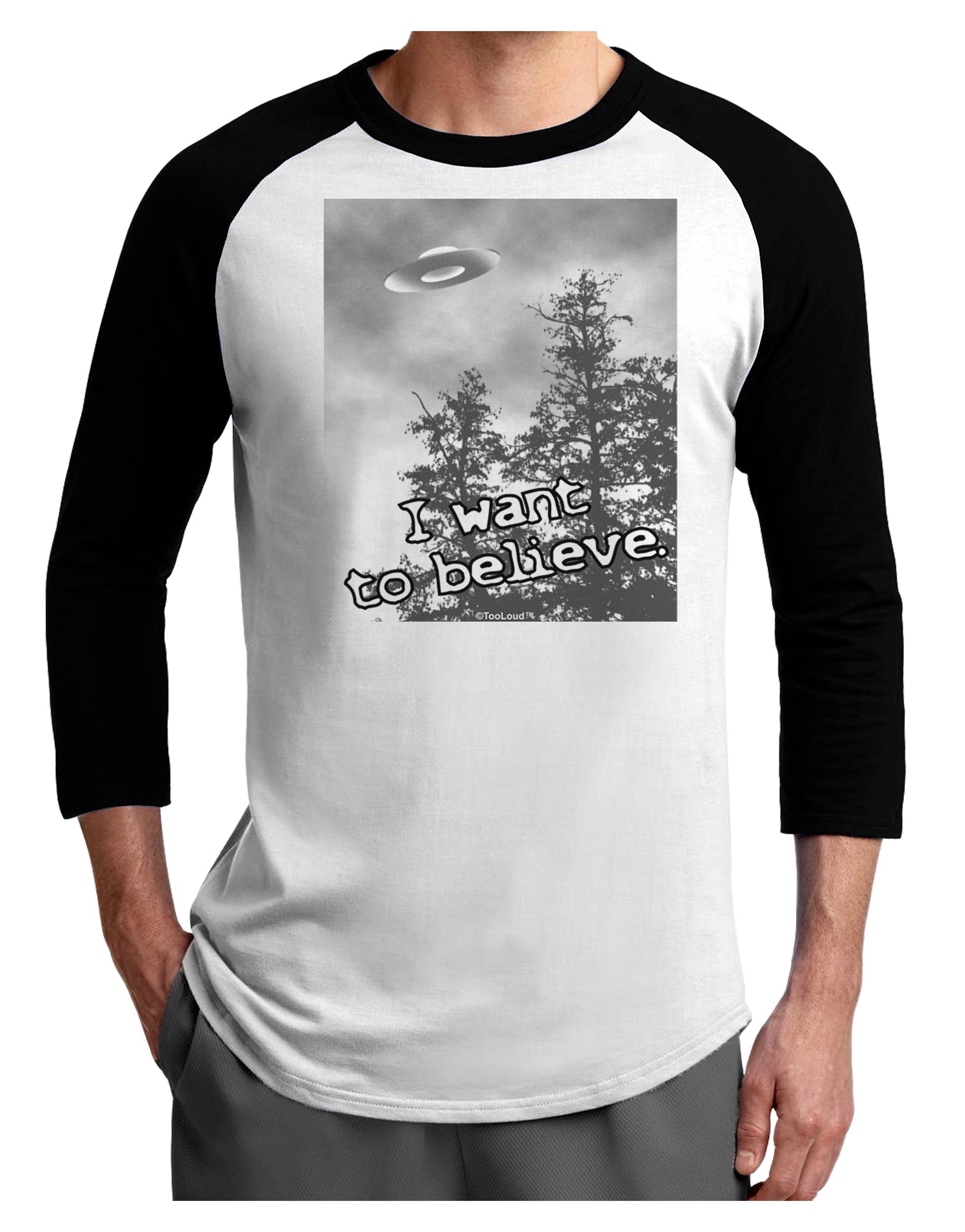 I Want to Believe - UFO Adult Raglan Shirt by TooLoud-TooLoud-White-Black-X-Small-Davson Sales