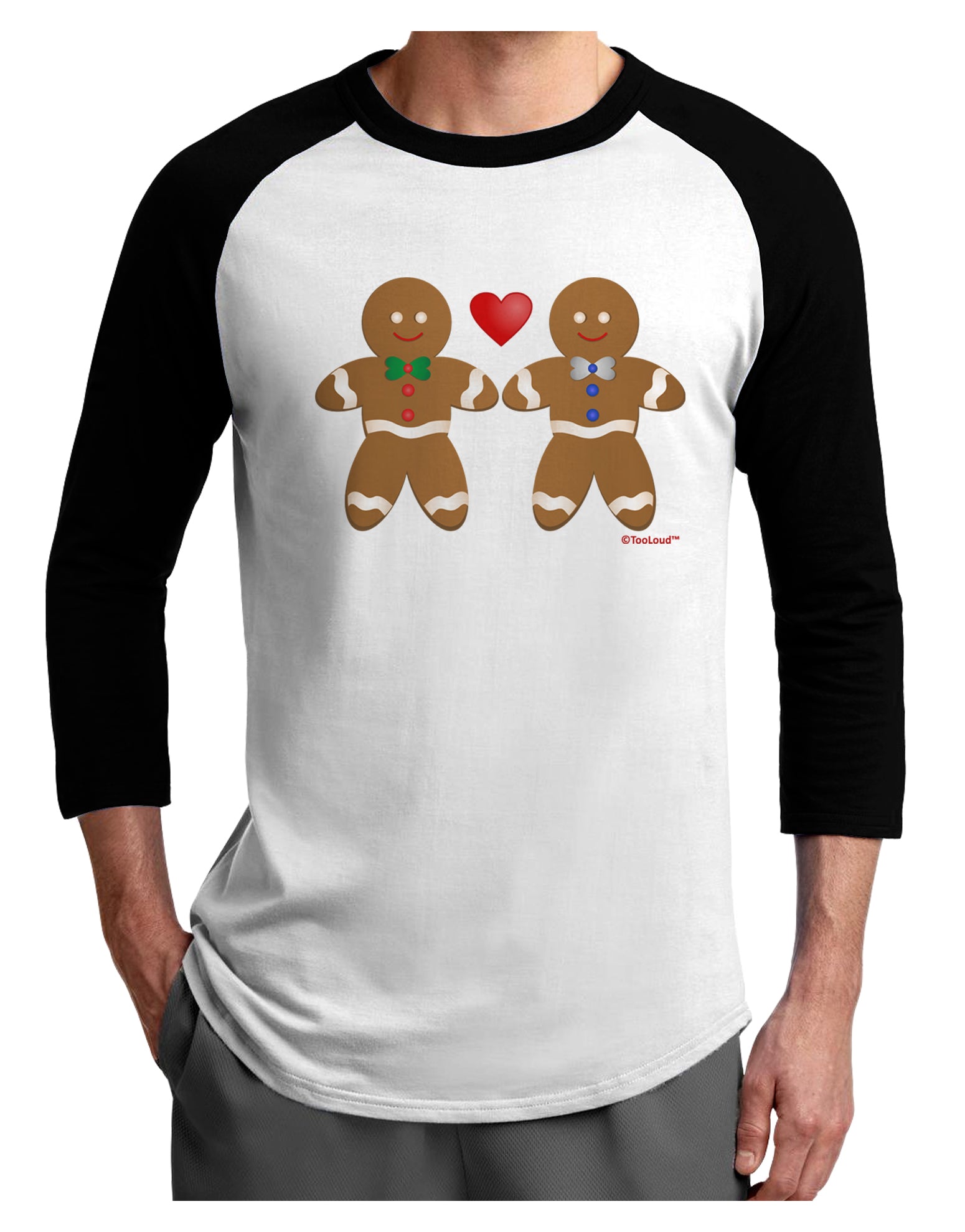 Gingerbread Man Couple Adult Raglan Shirt by TooLoud-TooLoud-White-Black-X-Small-Davson Sales