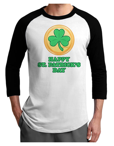 Shamrock Button - St Patrick's Day Adult Raglan Shirt by TooLoud-TooLoud-White-Black-X-Small-Davson Sales