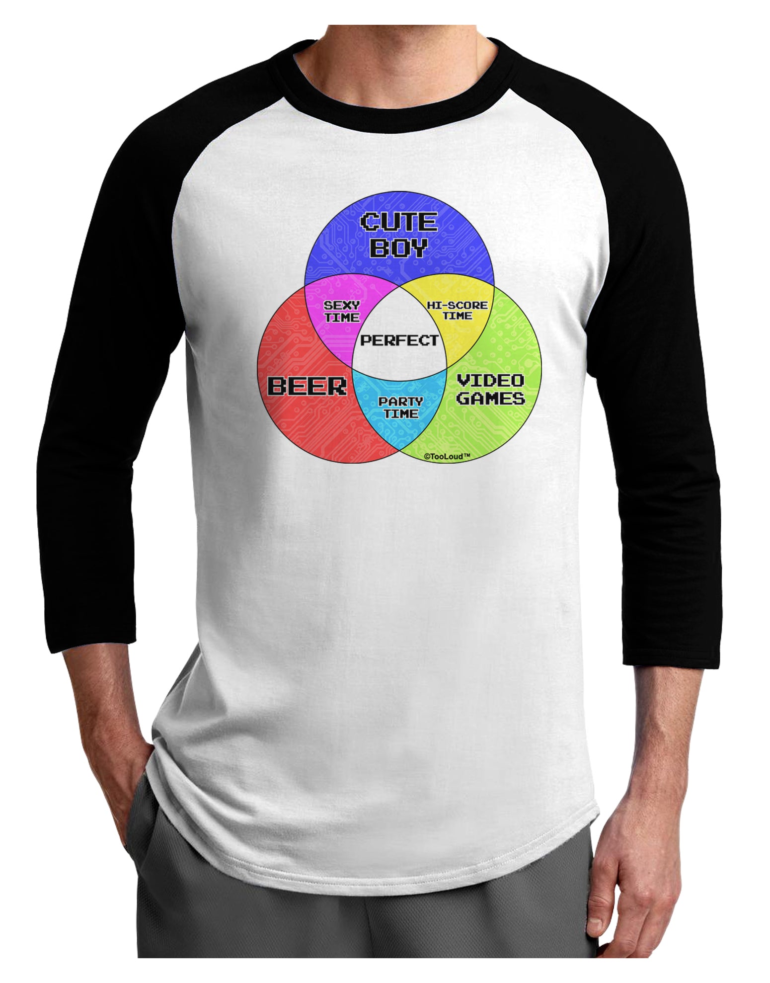 Beer Boy and Games Diagram Adult Raglan Shirt-TooLoud-White-Black-X-Small-Davson Sales