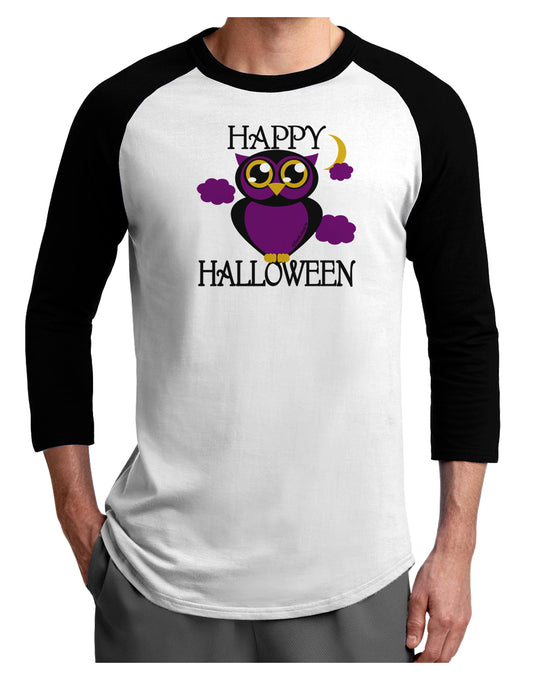 Owl Purple Text Adult Raglan Shirt-Raglan Shirt-TooLoud-White-Black-X-Small-Davson Sales