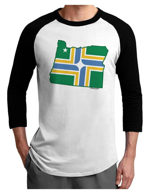 Portland Oregon Flag Adult Raglan Shirt-TooLoud-White-Black-X-Small-Davson Sales