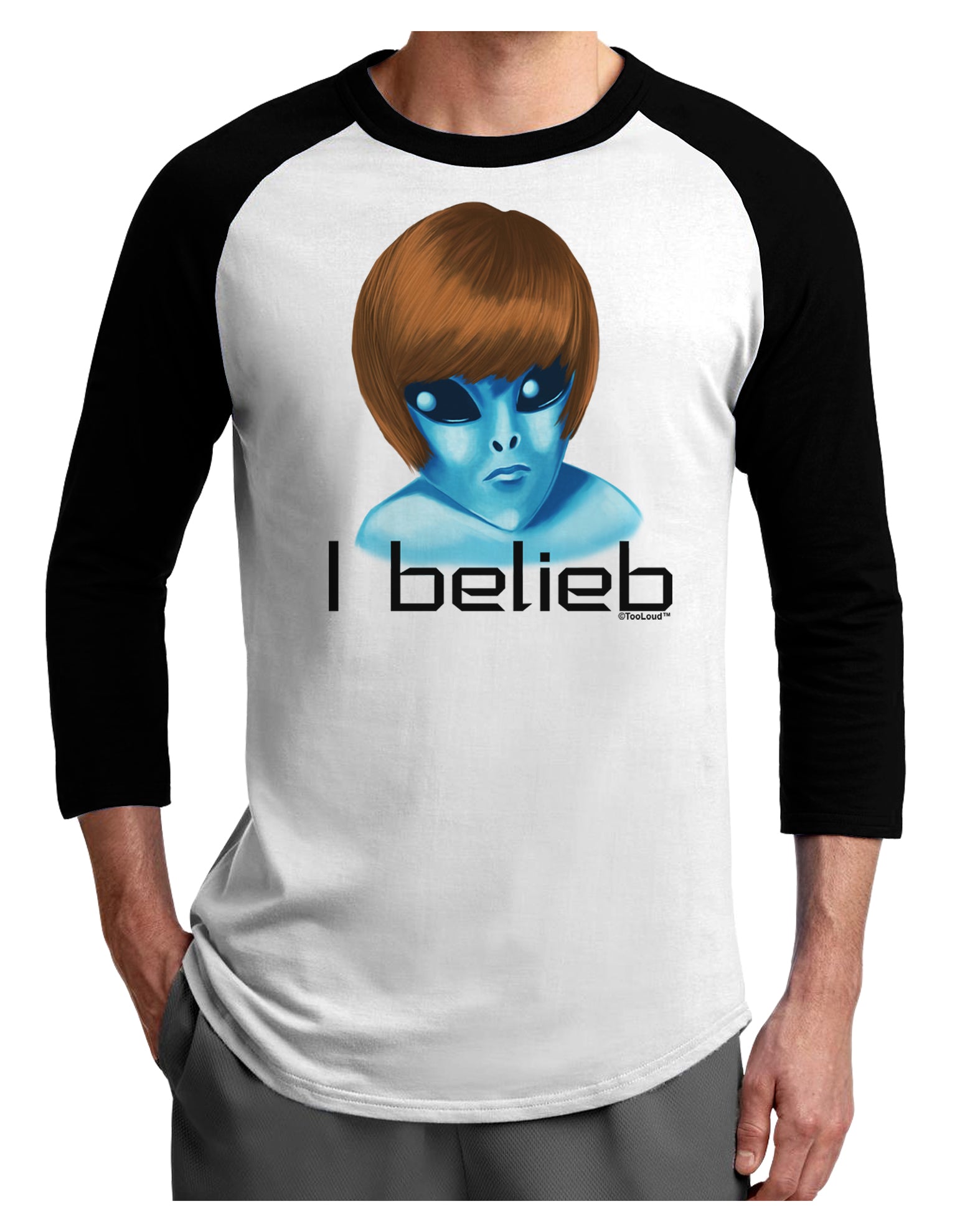 Extraterrestial - I Belieb Adult Raglan Shirt by TooLoud-TooLoud-White-Black-X-Small-Davson Sales