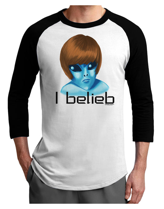 Extraterrestial - I Belieb Adult Raglan Shirt by TooLoud-TooLoud-White-Black-X-Small-Davson Sales