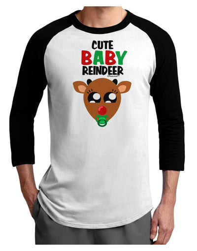 Cute Baby Reindeer Matching Deer Adult Raglan Shirt-Raglan Shirt-TooLoud-White-Black-X-Small-Davson Sales