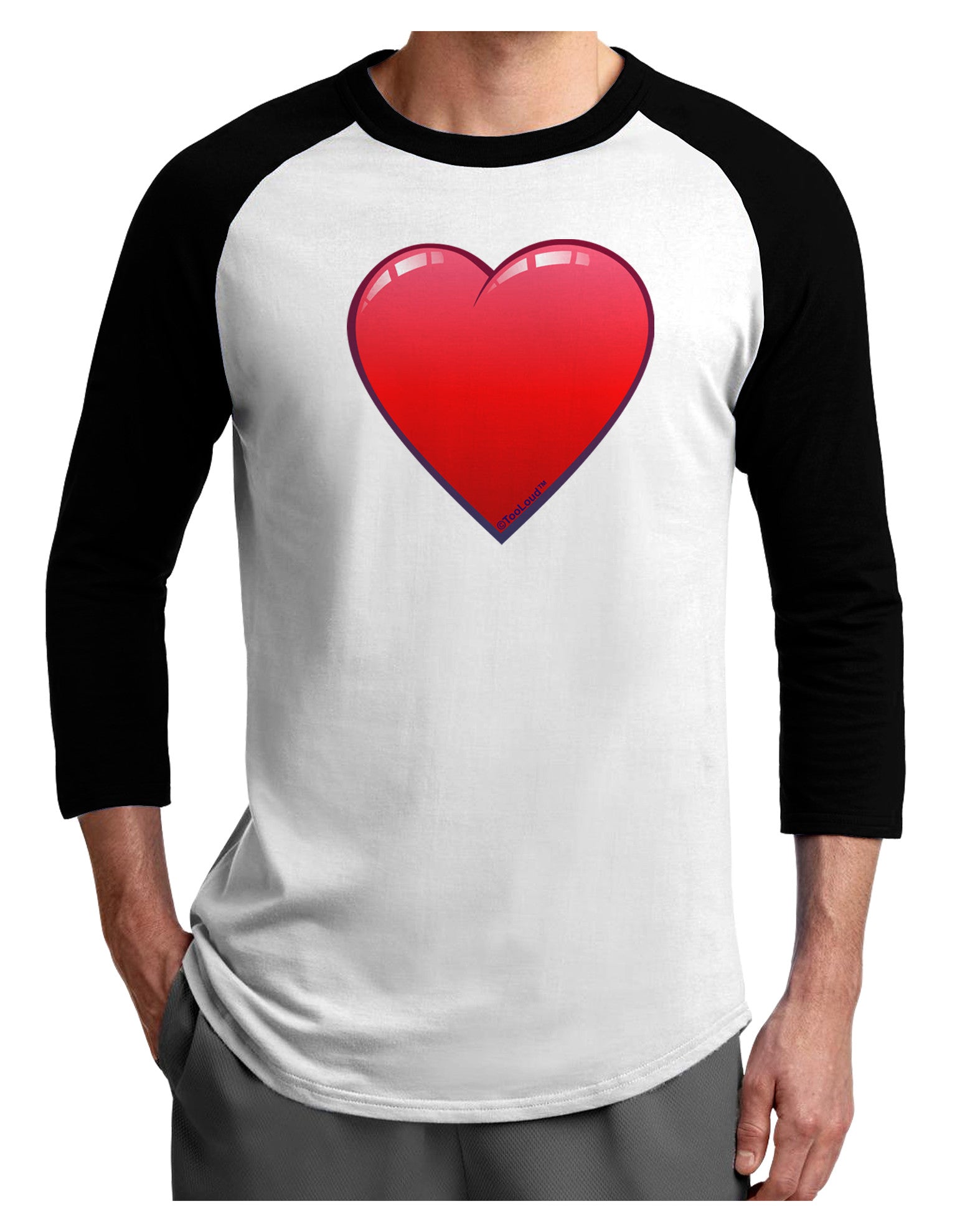 Cute Cartoon Heart Adult Raglan Shirt by-Raglan Shirt-TooLoud-White-Black-X-Small-Davson Sales