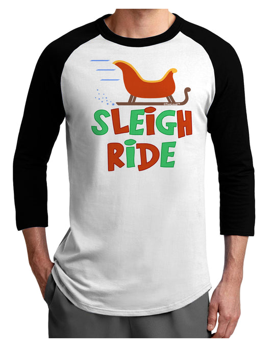Sleigh Ride Color Adult Raglan Shirt-TooLoud-White-Black-X-Small-Davson Sales