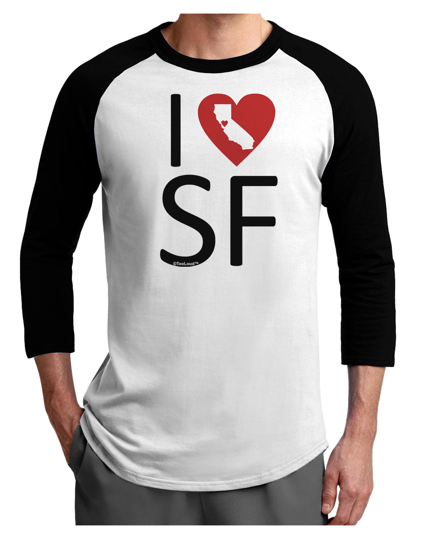 I Heart San Francisco Adult Raglan Shirt-Raglan Shirt-TooLoud-White-Black-X-Small-Davson Sales