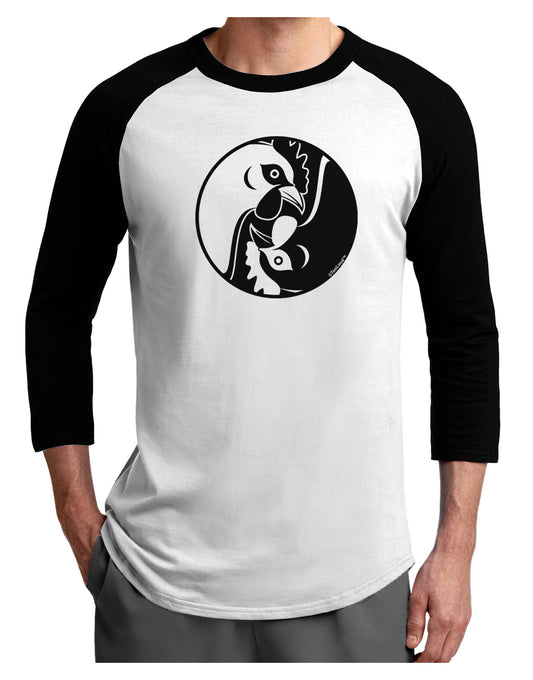 TooLoud Yin Yang Chicken Adult Raglan Shirt-Raglan Shirt-TooLoud-White-Black-X-Small-Davson Sales
