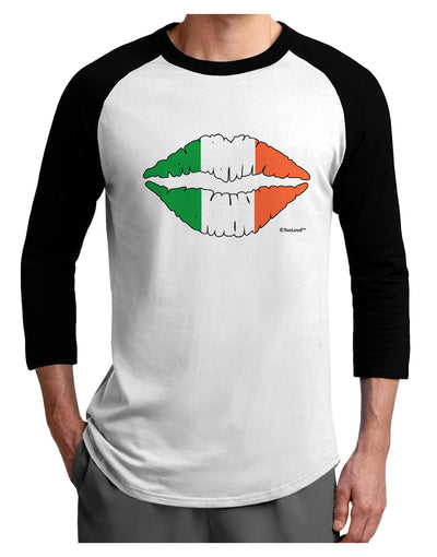 Irish Flag Kiss Adult Raglan Shirt by TooLoud-Raglan Shirt-TooLoud-White-Black-X-Small-Davson Sales