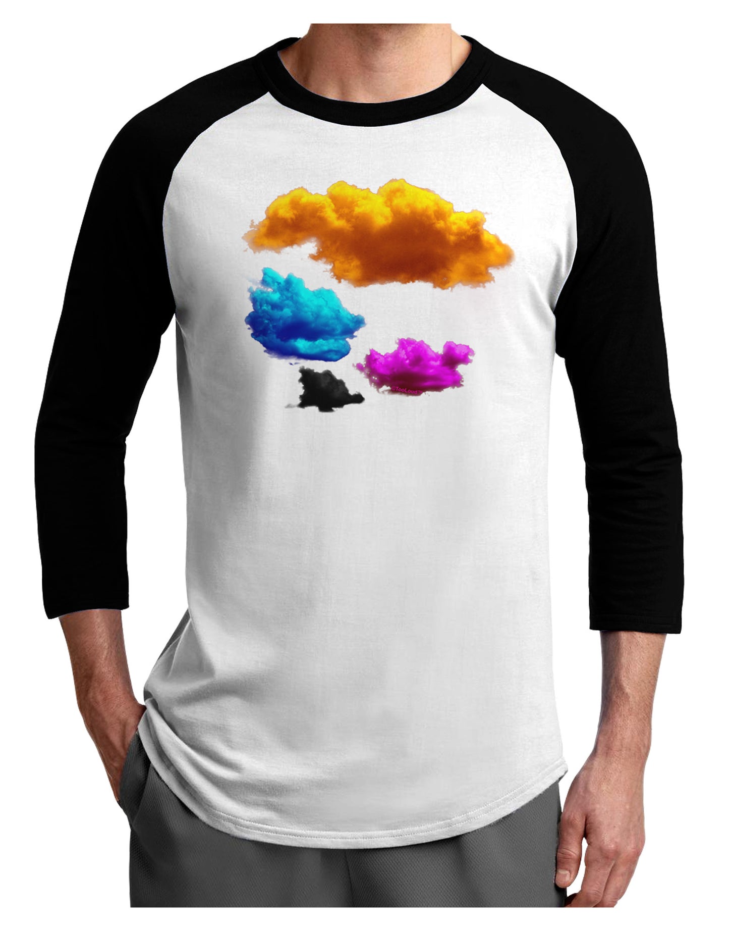 CMYK Clouds Adult Raglan Shirt-Raglan Shirt-TooLoud-White-Black-X-Small-Davson Sales