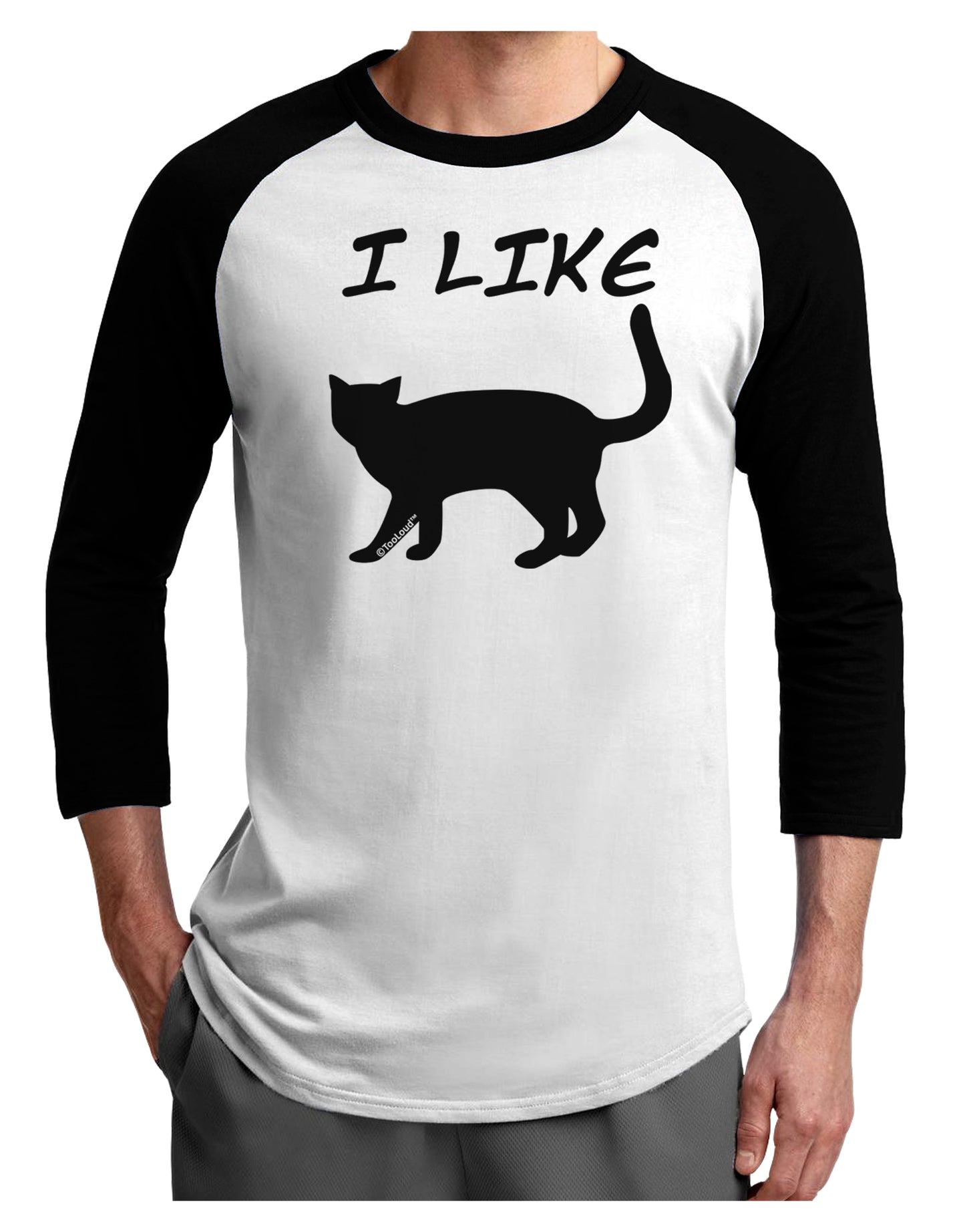 I Like Cat Silhouette Design Adult Raglan Shirt by TooLoud-TooLoud-White-Black-X-Small-Davson Sales
