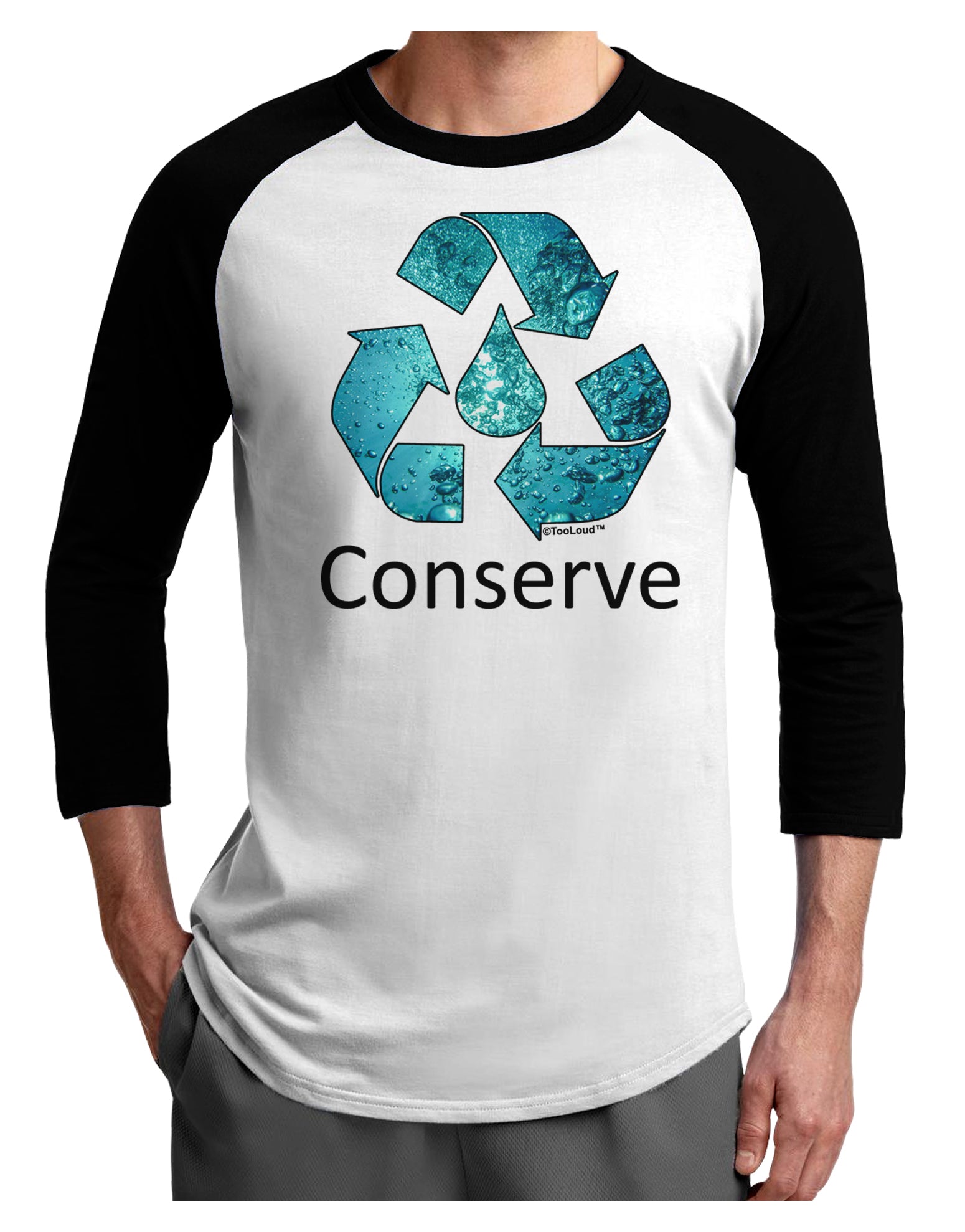 Water Conservation Text Adult Raglan Shirt by TooLoud-TooLoud-White-Black-X-Small-Davson Sales