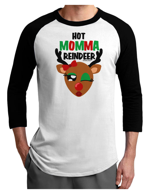 Hot Momma Reindeer Matching Deer Adult Raglan Shirt-Raglan Shirt-TooLoud-White-Black-X-Small-Davson Sales